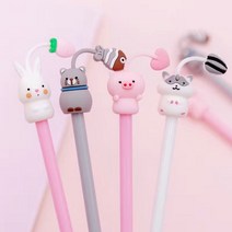 FANSYLI 2021신상 귀여운 고양이 토끼 돼지 햄스터 만화 젤 펜 소녀 심장 학생 펜 귀여운 애완 동물 공원 12f, 마오+작은토끼+작은돼지3펜