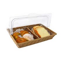 카페 베이커리 진열대 1단 부페 케이터링 빵 바구니, 브라운 2칸 딥 바스켓 53x33x8cm+뚜껑