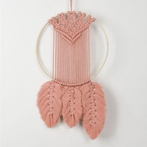마크라메 벽걸이 인테리어 벽장식 월행잉 만들기 DIY 키트, 핑크