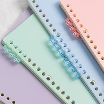 셀프 제본 4구 투명 컬러 4공 똑딱 링 책 스프링 미니 메모지 단어장 카드 수첩 만들기 클립퍼 철 펀치 코일 플라스틱 칼라, 색상, 검정