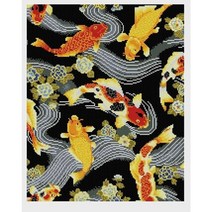 보석십자수 대형 승진 구어도 비단잉어 금전수 황금 액자형 비즈 구슬 십자수 보석, 100x150cm
