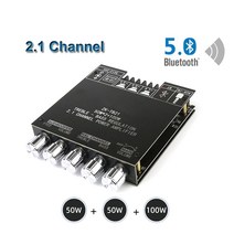 블루투스 5.0 2*50W + 100W TPA3116D2 파워 서브 우퍼 앰프 보드 2.1 채널 클래스 D 홈 시어터 오디오 스테레오 이퀄라이저 앰프|Amplifier|, 1개, ZK-MT21, 단일