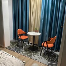 남쪽나무 2인 티 테이블 세트 2인용 식탁 미니 원형 원룸, 티테이블(60cm)+의자*2, 015:오렌지 컬러(패브릭)