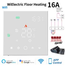 투야 스마트 와이파이 언더 플로어 룸 온도 조절기 물 가스 보일러 전기 바닥 난방 앱 원격 온도 터치, 09 wifi White GB_02 24V