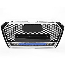 튜닝그릴망RS4 스타일 프론트 스포츠 육각 메쉬 허니 콤 후드 그릴 광택 블랙 아우디 B9 2017-2018 자동차, 02 Without Emblem