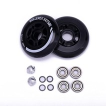Rollerex VXT500 인라인 스케이트/롤러블레이드 휠 (베어링 스페이서 및 와셔 포함 2팩) - 롤러 블레이드 립스틱 수하물 수하물 또는 휠체어에 사용 (스틸 블랙, 72mm, Steel Black, Steel Black