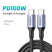 UGREEN-PD100W USB C to C 타입 고속 충전 케이블 샤오미 삼성 맥북 아이패드 5A 휴대폰 코드, CHINA, 100W Metal Grey, 1m