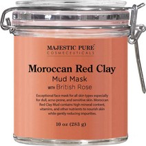 마제스틱 퓨어 모로칸 레드 클래이 페이셜 머드 마스크 10oz(283g) Majestic Pure Moroccan Red Clay Facial Mud Mask, 1개, 1개