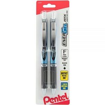 Pentel 에너겔 디럭스 RTX 접이식 겔펜 블랙 0.5mm 2개 (BLN75BP2A), 2 Pack-0.5 mm Needle_2 Count (