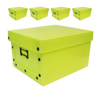 바른산업 플라스틱 이사박스 스냅단추 정리함 B형, 박스(연두), 단추(블랙), 5세트