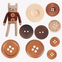 미소털실 단추 원목 나무 우드단추 인형 소품 의류, 08빙글이단추