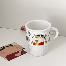 짱구 세라믹 귀여운 컵 뚜껑 있는 머그컵 스푼 포함, 짱구  머그컵 350ml (뚜껑X)