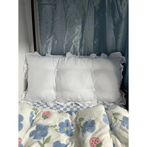 프로방스풍 웜화이트 레이스 침대헤드 쿠션, 50X200, O