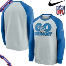 [미국정품] 385207 나이키 NFL팀 후드 맨투맨 집업 Detroit Lions Nike Fan Gear Throwback Go Helmet Sweatshirt - Gray/B