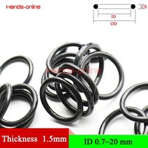 고무오링 NBR 두께 1.5mm/0.059in Oring 기계식 씰 링 개스킷 O-링 키트 O 니트릴 고무 와셔, [02] ID 1mm