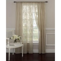 Laura Ashley 로드 포켓이 있는 프로스팅 시어 커튼 패널 치수 너비 132.1cm x 길이 160cm(52 63인치) 회갈색 1개 104913