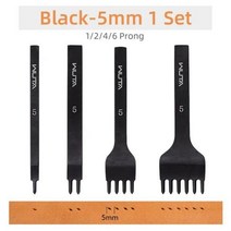 목공 가죽 공구 그리프 치즐 WUTA 기본 끌 다이아몬드 찌르기 철 구멍 펀치 스티칭 공예 3 4 5 6mm 1 2 6개 이빨 324291, Black 5mm 1 Set