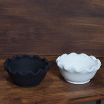 블랙 화이트 물결 낮은 다육이토분 14cm 베란다가드닝