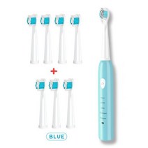 강력한 울트라 소닉 소닉 전동 칫솔 USB 충전 충전식 치아 브러쉬 빨 전자 화이트닝 치아 브러쉬, (496)Blue-brushhead-8