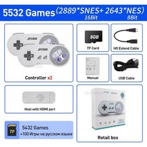 레트로 비디오 게임 콘솔 미니 TV HD 출력 휴대용 플이어 무선 컨트롤러 SNES 5500 내장, 한개옵션1, 05 5500Game  withbox-RU