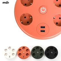 국산 고용량 USB 충전 5구 디자인 멀티탭 과부하 차단 원터치버튼 벨레 플러그5 65W 1.8M 멀티탭 정리함, 벨레 PLUG5-WM-P565W(레드 )(1.8M)