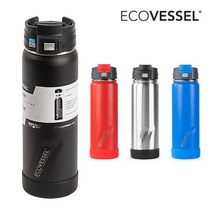 에코베슬 퍽 3중단열 버튼뚜껑 스테인레스 보온보냉 보틀 텀블러 20oz 591ml, 591ml 20oz, 허드슨블루