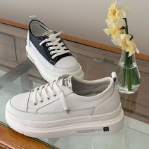 천연소가죽 베이직 통굽 키높이 스니커즈