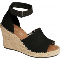 TOMS 여성 마리솔 웨지 발목 스트랩 샌달 블랙 옥스퍼드 가죽 8M 슈즈