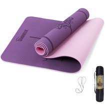 유미유 TPE 요가매트 + 캐링 스트랩 + 스토리지 백, 다크 퍼플 + 라이트 핑크