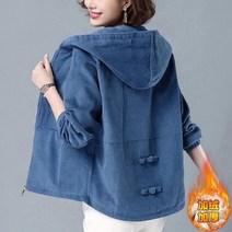여성야구점퍼 야상 야잠 과잠바 여성 봄 가을 코듀로이 재킷 LooseShort 중년 어머니 후드 자켓 A486