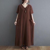 여성 린넨 원피스 오버핏 a라인 캐주얼 여자 봄 여름 가을 반팔 롱원피스 linen dress women XK0115