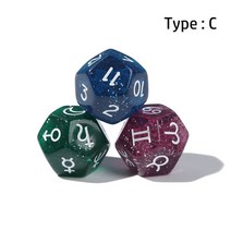 보드 게임 주사위 137pcs 크리 에이 티브 주사위 12면 점성술 조디악 표지판 별자리 점 장난감 엔터테인먼트 보드 게임 주사위 주사위, 3pc c 세트 2x2cm