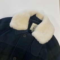 써스데이아일랜드 타탄체크 카라털 울 집업 코트 점퍼