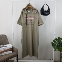 상상그이상 여성용 국내제작 모터 후드 반팔 롱원피스 빅사이즈 루즈핏 체형커버 활동하기 편한 양트임 마실룩 꾸안꾸 코디