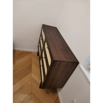 북유럽 라탄 6단 수납장 모던 심플 거실 침실 선반, 월넛 칼라 120x40x82