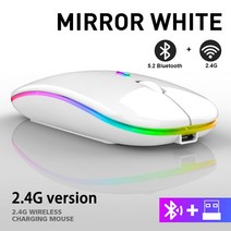 온수 매트 RGB 충전식 무선 블루투스 마우스 LED 백라이트 인체 공학적 게임 노트북 PC 용, [01] White Mouse