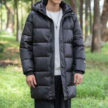 강아지패딩 강아지 오리털 패딩 강아지겨울옷 남성용 화이트 덕 다운 중간 두꺼운 방한 남성 후드 스트리트웨어, 2.Black - 4XL 85-92kg