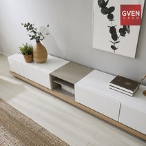 GVEN 지벤 뉴 노르마니 콘센트 오픈형 거실장, 블랙, 그레이블랙
