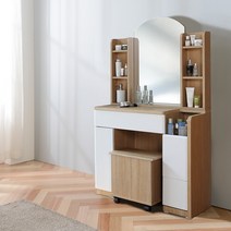 [더젠] 앙상블 슬라이드 화장대세트(무빙의자포함), 색상:화이트그레이