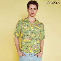 지오지아 95 100 사이즈 그린 캐주얼 패턴 반팔 셔츠