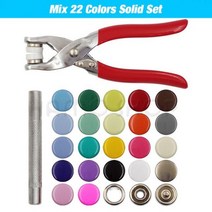 뱃지제작 100pcs 9.5mm 금속 프롱 스냅 버튼 /솔리드 프레스 패스너 스터드 펜치 의류 봉제 가방 신발, Mix 22 Color Solid
