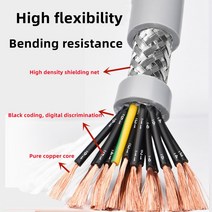 PVC 유연한 와이어 구부러짐 방지 부식 방지 주석 도금 구리 와이어 22 24 26AWG 10-30 코어 토우라인 차폐 케이블, [02] 0.2MM 24 AWG, [03] 14C 5meter