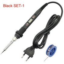 전기인두 납땜인두기 조정 온도 80w 220v 110v lcd 용접 수리 154, 110v 미국 플러그, 블랙 세트-1