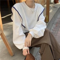 프릴 디테일 맨투맨 티셔츠 하늘비즈 A31 K198V447