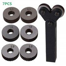 Hob 회전 절삭 공구 듀얼 휠 널링 도구 키트 7pcs 0.5mm 1mm 2mm 휠 선형 피치 널링 세트 스틸 선반 커터 휠 널링 도구 세트
