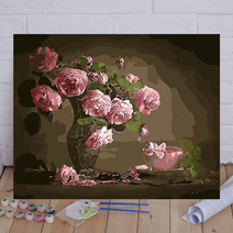 셀프 홈 인테리어 장식 DIY 유화그리기 세트 취미 생활, 분홍 장미 D_50 X 65