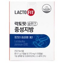 종근당 락토핏 솔루션 중성지방 장건강 동시케어 락토바실러스 플란타룸 플란타럼 Q180 40억 유산균 프로바이오틱스 장용성코팅 중년여성 40 50대 식후혈중 중성지방개선도움 줄수있음, 1개(1개월)