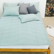 깅엄체크 먼지없는 침대패드 알러지케어 마이크로화이바, 허브그린