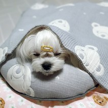해피앤퍼피 강아지 이불 4중 요르거즈 천연면 블랭킷 이불 베개 사계절용 외출시 필수품 강아지집, 3.푸푸블랫킹_그레이