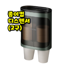 댕Ol몰 선반 부착식 멀티 종이컵 디스펜서 컵홀더 수거함, 2구(그린)